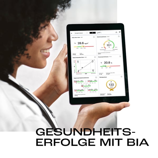 Female Doctor showing Body Comp Results